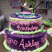 Tinkerbell Cake this is a two tier cake with tinkerbell decorations for a friends daughter who loves tinkerbell and she liked the cake very much. she...