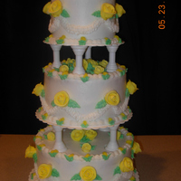 30Th Anniversary Cake This was a cake that I made for my parents 30th anniversary. It was a replica of their wedding cake. Buttercream with royal icing roses.