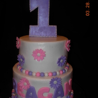 1St Birthday Girl Cake This was for a sweet little girl's 1st birthday. Buttercream with fondant accents.6 and 8 inch cakes.