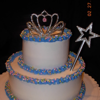 Blue And White Princess Cake This is a cake I made for my niece. She didn't want a "pink" princess cake. So I made her a blue one =) All buttercream
