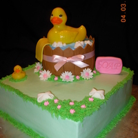 Baby Shower Duck Cake This was the most fun I have had making a cake! Buttercream with fondant accents and rubber ducks. This was a 6 inch round and a 12 inch...