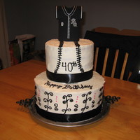 White Soxs Birthday I did this for a friend at work. Her husband surprised her for her 40th Birthday. The bottom is a 10in and the top a 8in. The shirt on top...