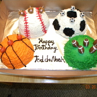 Sports Cake THESE CAKES WERE FOR MY BOY'S BIRTHDAY PARTY. USED THE BALL CAKE PANS. VERY EASY CAKE. THEY LOVED THEM!!