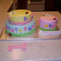 First Birthday! This cake was made for a little girls first birthday. The birthday girl had her own individual cake to dive into. They were both covered in...