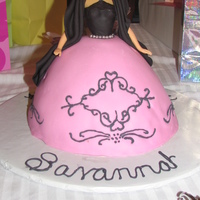 Barbie Cake My daughters 4th birthday cake. Chocolate cherry chip cake with cherry cream cheese frosting and covered in fondant.