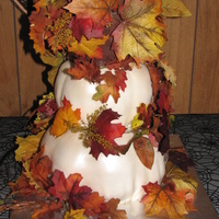 Fall Wedding Two white pumkins (spice cake with pumking cream cheese frosting, key lime cake with key lime cream cheese frosting) and a wooden basket (...