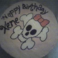 Pink Skull Cake I made this frozen butter cream transfer for my 17 yr old SIL. Sorry about the bad cell pic. thanks for looking.