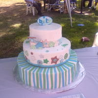 Carters Train Baby Shower Theme MADE WITH BETTERCREME AND FONDANT ACCENTS, THE TRAIN IS GUMPASTE.