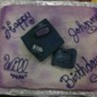 Office Birthday Cake I used spray color for the added purple look. My daughter's friend helped with the furniture.