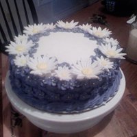 Flower Cake All icing except for daisies, basket weave pattern used for the side