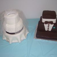 Bride And Groom Stacked Cakes Made this from cake idea shared here by sweet-as-cake. So thank you very much sweet-as-cake! I had a lot of fun making them and everyone...
