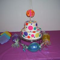Candy Girl - 1St Birthday Cake Made this for my sweet daughter's first birthday party. The theme was candy - so used a lollipop with a #1 made from fondant attached...