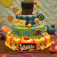 Charlie And The Chocolate Factory Birthday Cake Adapted from photo of Katy Perry's birthday cake customer liked - updated with elements from newer movie.