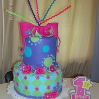 Kaydi Laynes' 1St Birthday Bottom tier is 2-layers WASC w/ buttercream, top tier is 3 layers alternation WASC and Chocolate, also buttercream, all decorations are...