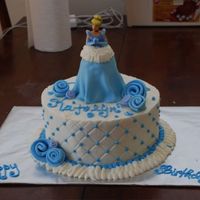 Cinderella Birthday Cake Not my best, BC icing, fondant accents