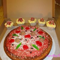 Pizza And Spaghetti & Meatballs Pizza Cake and Spaghetti & Meatballs Cupcakes