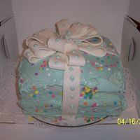 Gift Box Cake My 1st gift box cake and fondant bow. The cake is actually 4 layers inside.