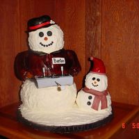 Remote Snowman Cake for an airplane model club christmas party.