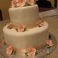 Peach Petunias I did this for my wilton course 3 final. This was my first time stacking cake, covering rounds in fondant, and making RI flowers. Thanks...