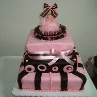 Jessica's Baby Shower Cake 3 Tier baby shower cake. 1st top layer is strawberry cake, 2nd is yellow cake with chocolate buttercream filling and the 3rd layer is...