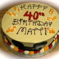 Mickey Mouse Birthday Cake Cream cheese frosting, buttercream deco. Mickey Mouse is seen from behind on the side of cake with arms up, conduciting with music notes...