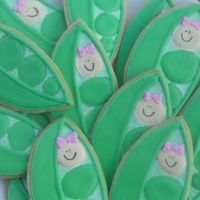 Baby Shower Sweet Peas my first attempt at cookies. Vanilla nad almond flavor cookies