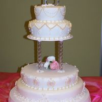 Glamorous Quince Fondant finish. Hand made the gold pearls and hand painted all the gold details with "Gold Luster Dust". Thanks for looking.