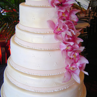 6 Tiers Alternating Heights Of Cakes Fresh orchids