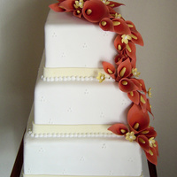 3 Tiered Square Orange Calla Lily's Sugar orange calla lily's