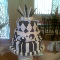 Black And White 30Th Cake... Good friend asked or a black and white and I designed this from a mixture of a few on here.This is my first ever 3 tier cake and only my...
