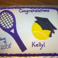 Tennis Graduation Cake 1/2 sheet all b/c for a tennis player at McKendree College.