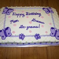 100_1036.jpg a birthday cake made for an 80 year old woman who is known as Mom, Grams, and Gr-grams. The pattern matched the napkins they were using for...