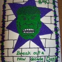 Incredible Hulk Birthday Cake 1/2 sheet all b/c for a man who hasn't grown up:)