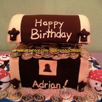 Treasure Chest With Pirate Cupcakes Chest is all fondant. Pirate cupcakes done in buttercream.