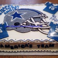 Cowboys Sheet Cake I did this cake for a friend of mine who's daughter is a huge Cowboy fan. The jersies are done in fondant and the helmet is done in...