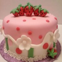 Strawberry Theme Smash Cake All fondant decoration including strawberries