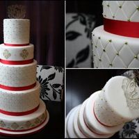 French Baroque Wedding 6", 8", 10", 12" and 16" Rounds. Fondant Covered. Diamond embossed pattern, accented with Gold Dragees. Royal...