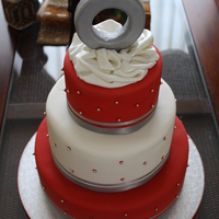 Valentines Day Engagement 6", 9", and 12" rounds. Lemon Sponge Cake with Passionfruit Swiss Meringue Buttercream. Fondant Satin Tissue with silver...