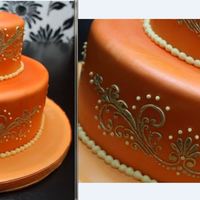 Indian Bridal Shower 6" and 10" Rounds. Vanilla Bean cake with Belgian Chocolate Buttercream. Fondant covered. Royal Icing Mehndi design.