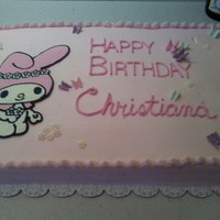 "my Melody" 2Nd Birthday Cake White Cake, Chocolate Mousse Filling, Buttercream Icing. "My Melody" done in FBCT (my new favorite tecnique)! Fondant Butterflies...