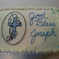 1St Communion White Cake, chocolate filling, Buttercream Icing