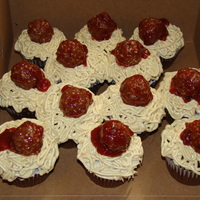 Spaghetti And Meatballs From the Hello Cupcake book. Was a lot of fun to do. Unfortunately my house is really hot so the icing was melting.