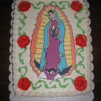 Our Lady Of Guadalupe The image of Our Lady is a royal icing plaque.