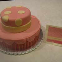 Bridal Shower Cake Bridal shower cake made to match the invitations. I wish I had made the polka dots smaller. Sour cream cake with cherry almond buttercream...