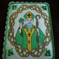 St Patrick This is a white cake with a BCT. The image was a combination of drawings from my wife and me. This was made for our celebration at church...