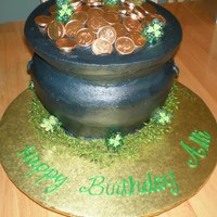 "pot Of Gold" Pot of Gold is 4 layers stacked then hand carved to shape as pot. Iced in Buttercream. Gold coins are chocolate candy coins. St Patricks...