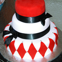 Cake For Grad This is a cake I did for my daughter's friend's graduation. She wanted these colors. I used a pattern mat on the top tier w/...