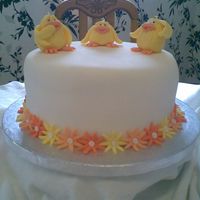 Easte Cake. I made this for a family friend for easter. 8" Madeira, fondant covered. Thanks go to Aine2 for her fabulous chick tutorial.