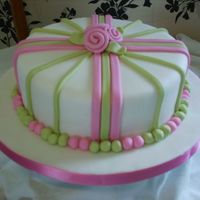 Birthday Cake 8" Vanilla HD Sponge, vanilla buttercream and fondant with fondant accents.