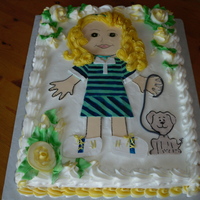 "lanie" American Doll Cake I used my cricut to cut out the body and improvised for outfit. Hand-painted the dress. Used buttercream for her "hair" to give a...